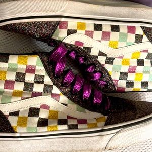 Vans Off The Wall Sparkle Checkerboard High Top Shoes